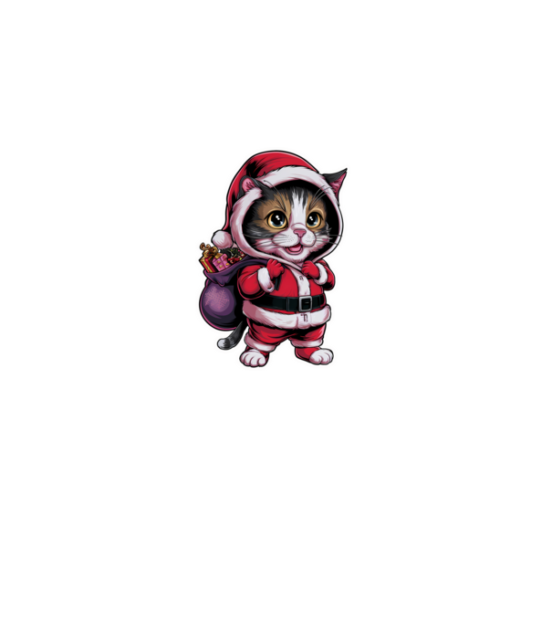 Santa Cat model negru pe tricou