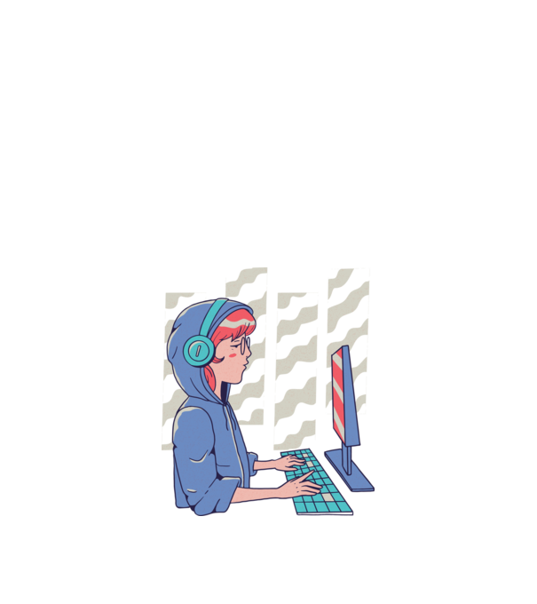 Anime Programator fată model albastru închis pe tricou
