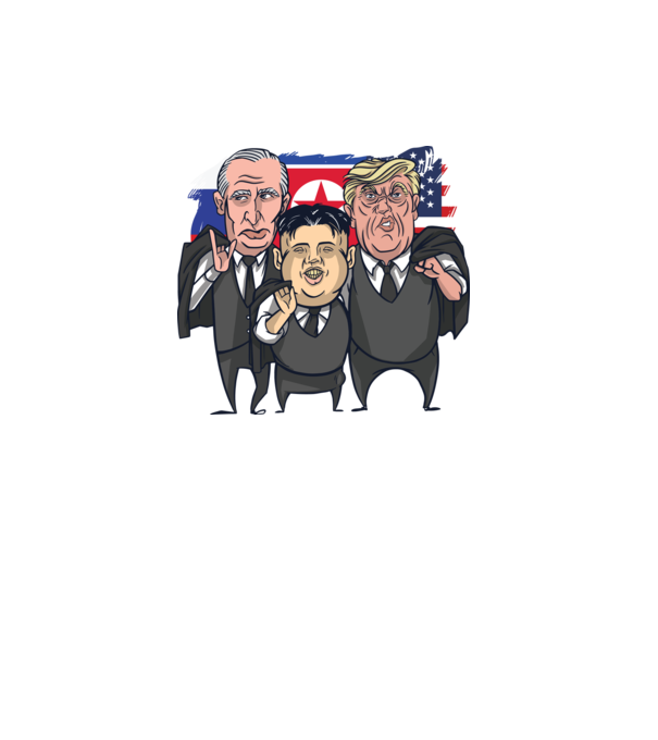 Trump, Putin, Kim - trei prieteni buni model alb pe tricou