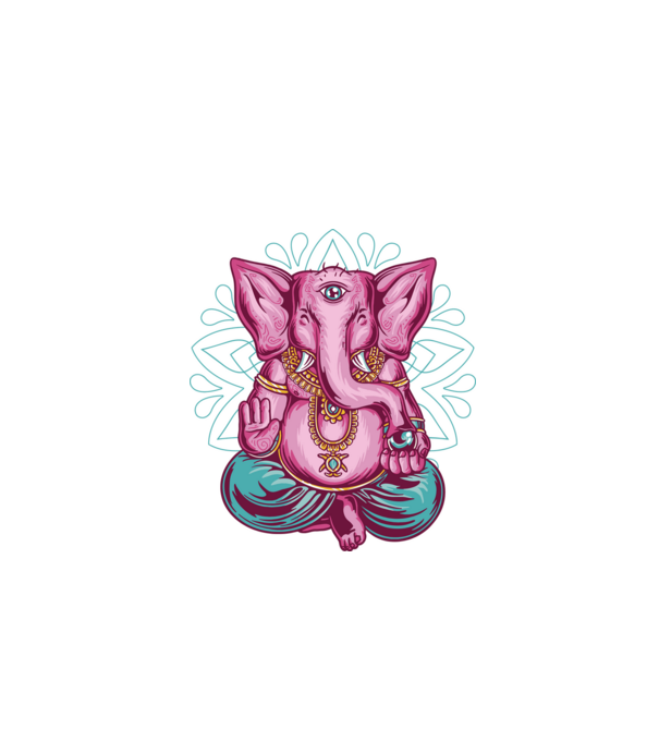 Elefant făcând meditație Dharma model negru pe tricou
