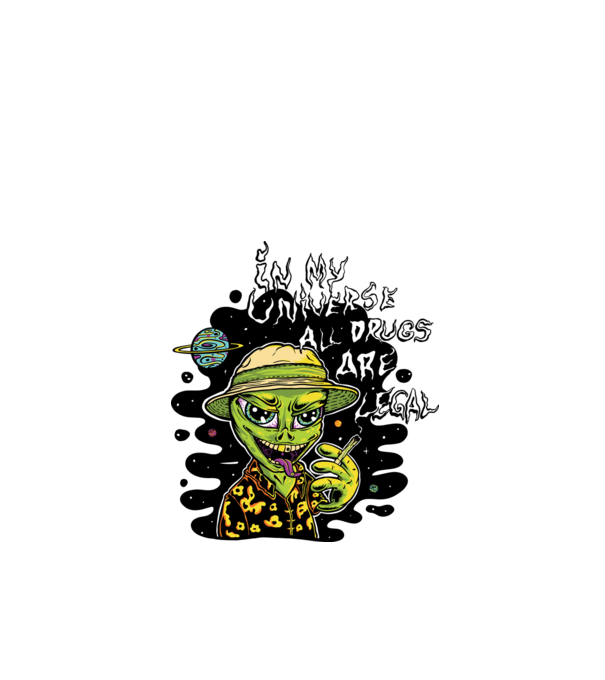 Alien drogat model verde de măr pe tricou