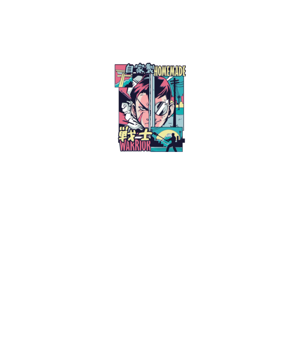 Anime Vaporwave Home Made Warrior model negru pe tricou