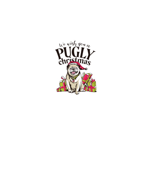 We wish You a Pugly Christmas tricou cu mops model gri pe tricou