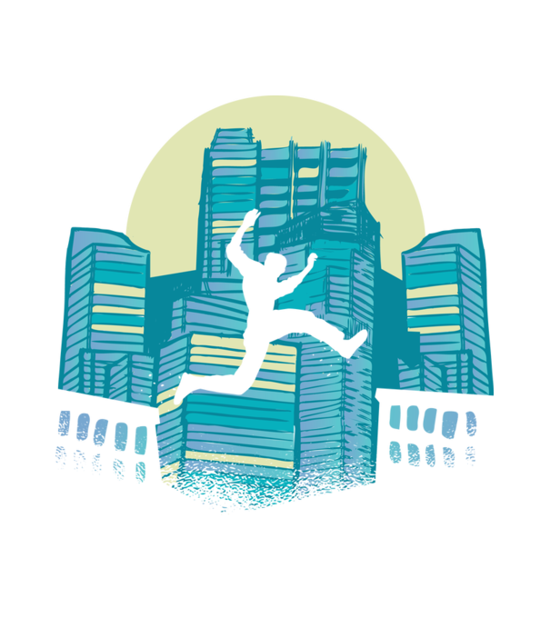 Parkour model alb pe tricou