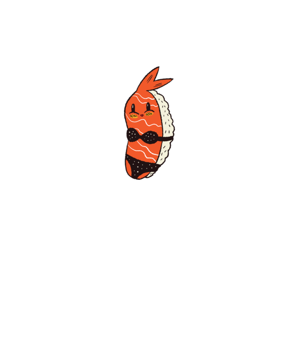 Sushi în bikini model gri pe tricou