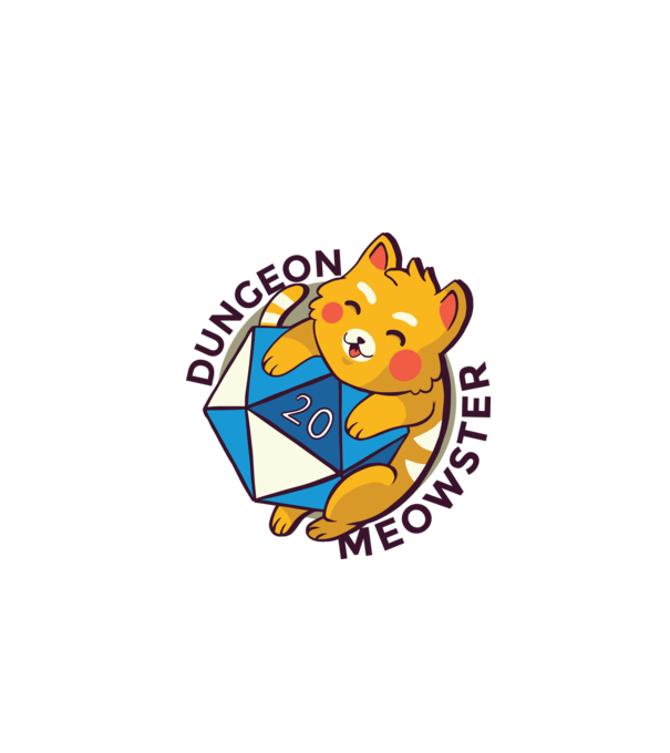 Dungeon Meowster joc de rol RPG tricou cu pisică model alb pe tricou