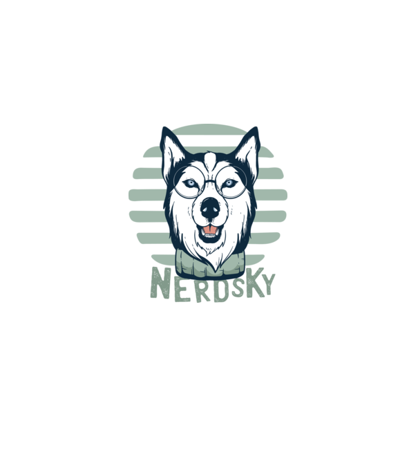 Nerdsky Husky model negru pe tricou