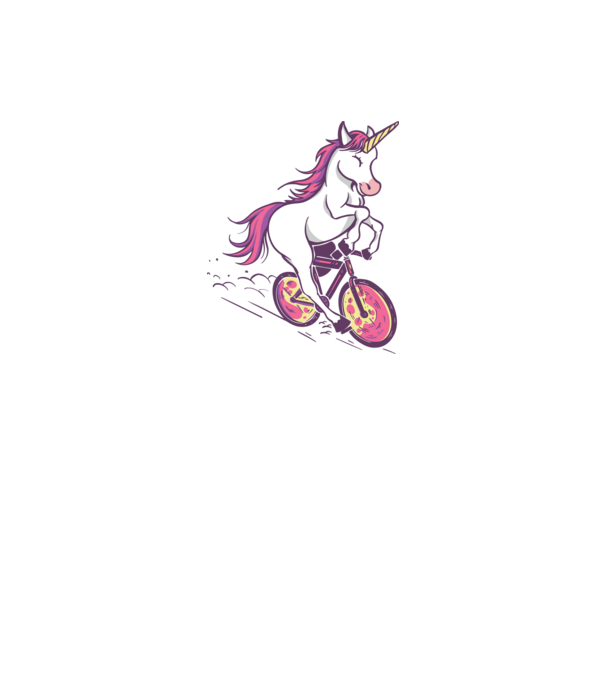 unicorn cu bicicletă model alb pe tricou