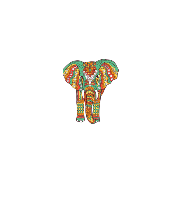 Mandala Elefant model alb pe tricou