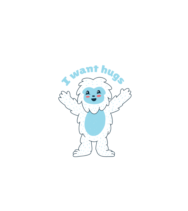 Vreau o îmbrățișare Yeti drăguț model negru pe tricou
