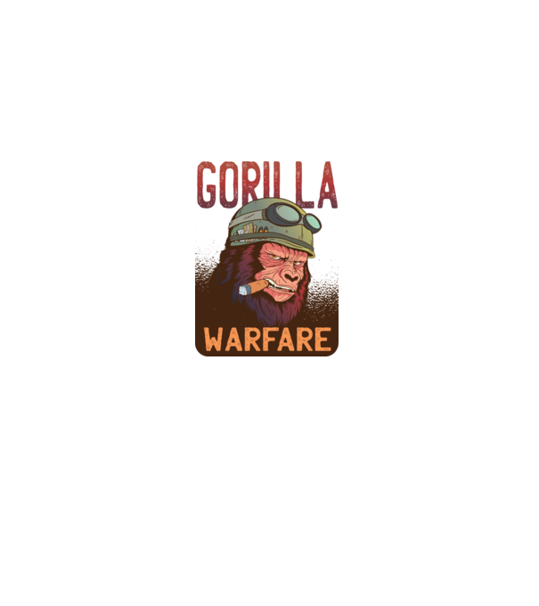 Gorilla Warfare model alb pe tricou