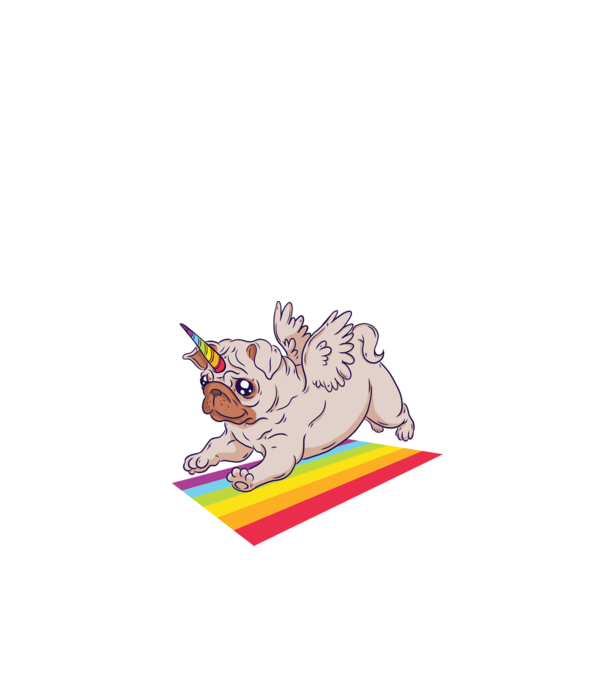 Mops unicorn model negru pe tricou