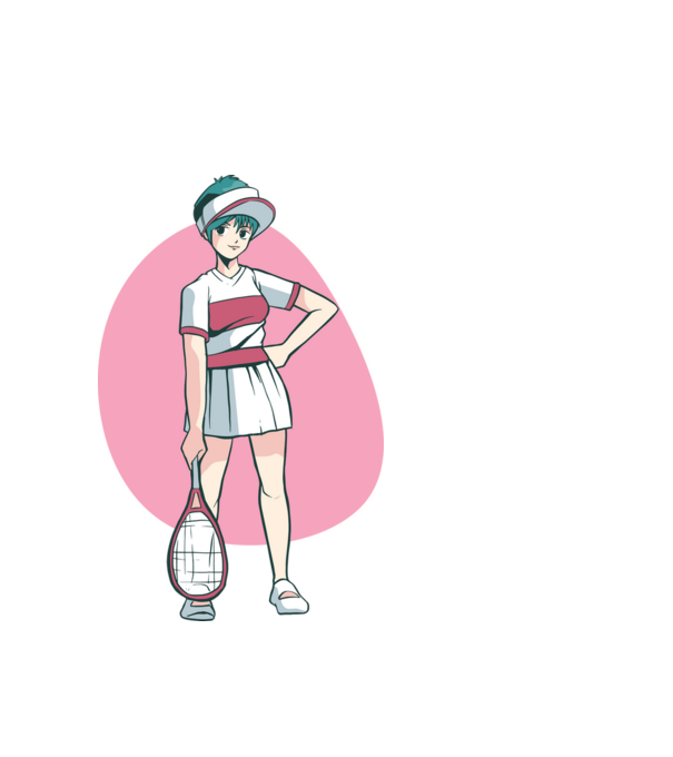 Anime Jucător de tenis fată model alb pe tricou