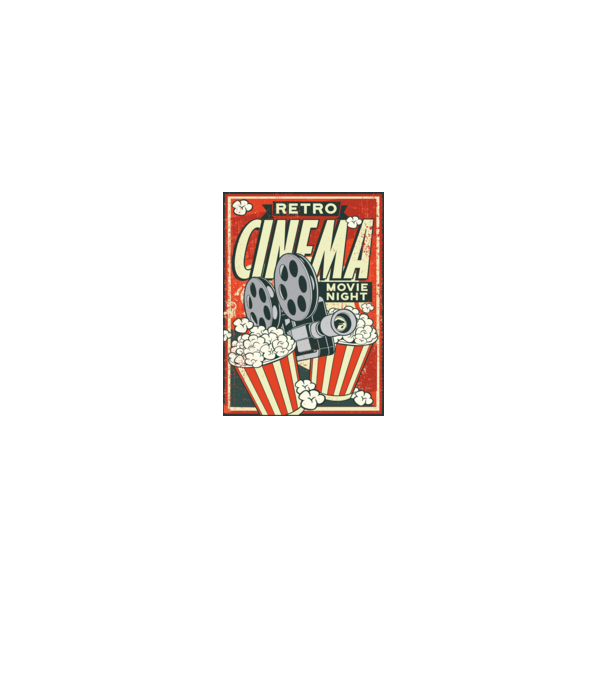 Afiș cinema retro model gri pe tricou
