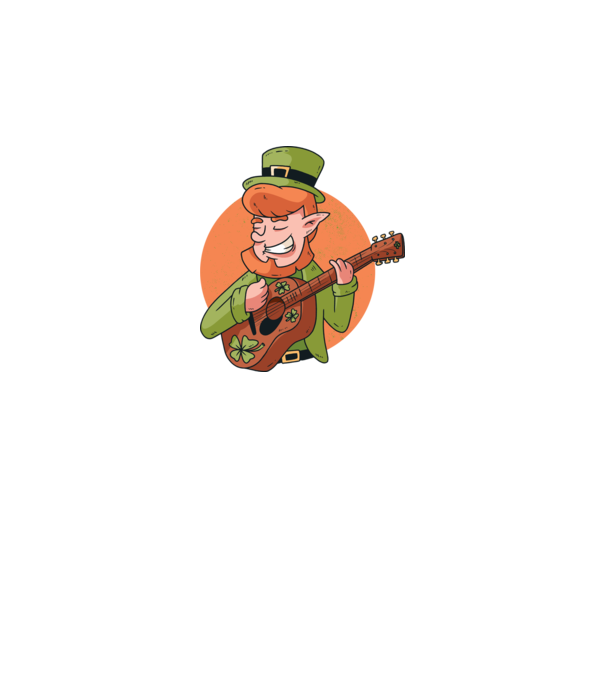 Chitarist Leprechaun irlandez St Patrick model gri închis pe tricou