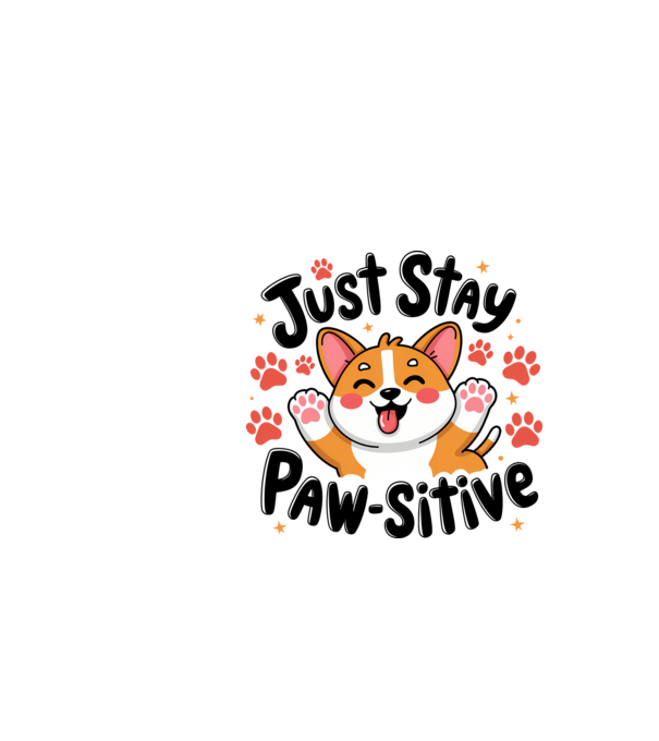 Just Stay Paw-sitive Alb model alb pe tricou