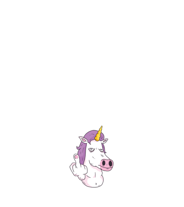 Unicorn arată degetul model albastru închis pe tricou