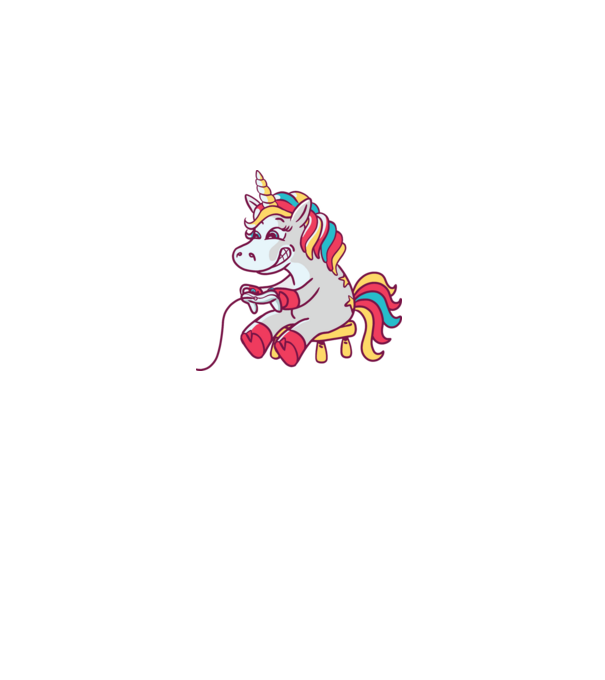 Gamer Unicorn model albastru deschis pe tricou
