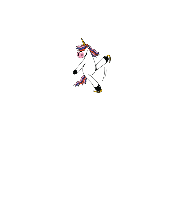 Unicorn cu Patine model alb pe tricou