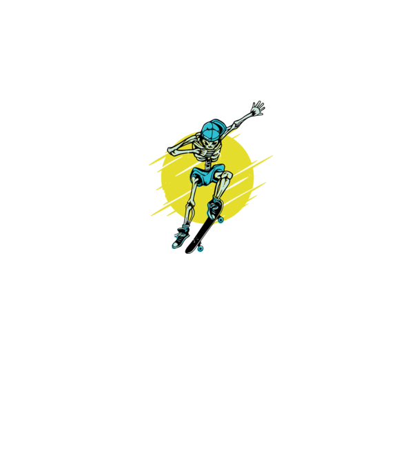 Schelet Skateboarder model alb pe tricou