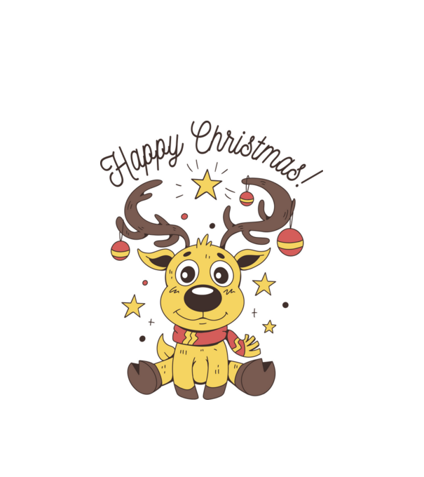 Happy Christmas Reindeer Alb model alb pe tricou