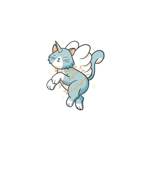 Pisică Unicorn model alb pe tricou