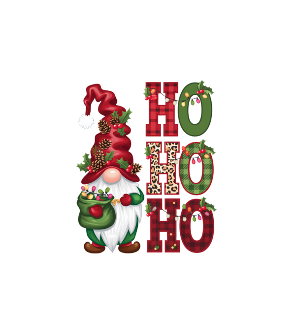 HOHOHO Gnome model alb pe tricou