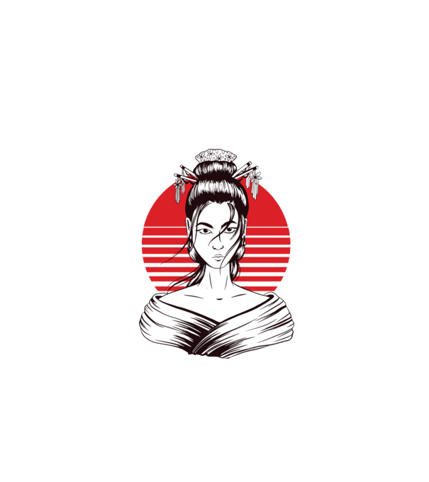 Geisha japoneză model gri pe tricou