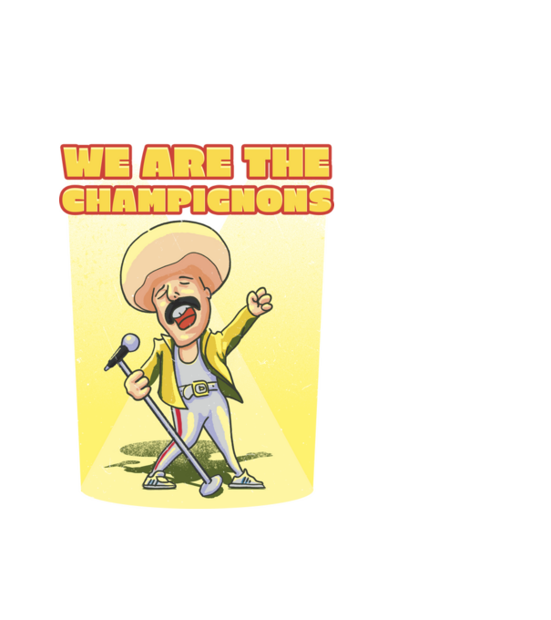 We are the Champignons Mercury model alb pe tricou
