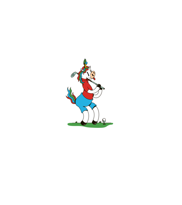 Unicorn jucător de golf model alb pe tricou