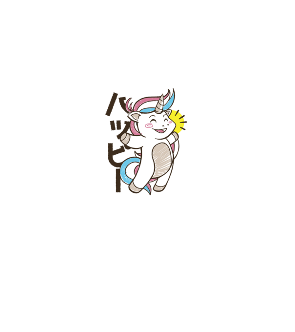 Kawaii unicorn model alb pe tricou