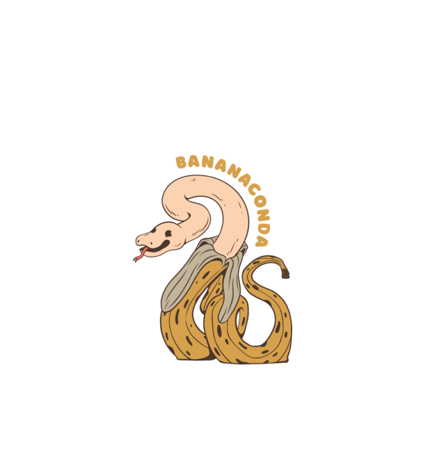 Bananaconda model alb pe tricou