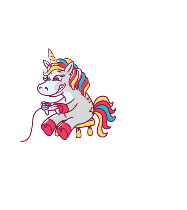 Gamer Unicorn model albastru deschis pe tricou
