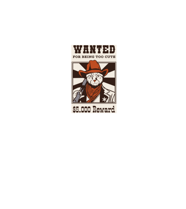 Wanted for being too cute Cowboy cu pisică model negru pe tricou