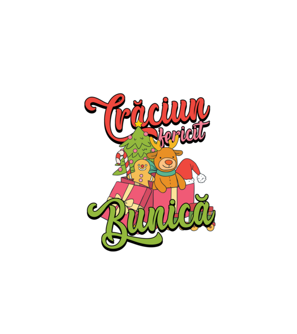 CRĂCIUN FERICIT BUNICĂ model negru pe tricou