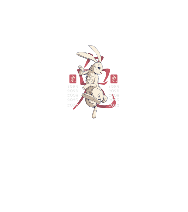 Year of the Rabbit model negru pe tricou