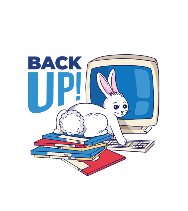 Back up bunny model alb pe tricou