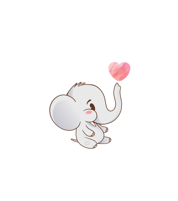 Elefant drăguț model alb pe tricou
