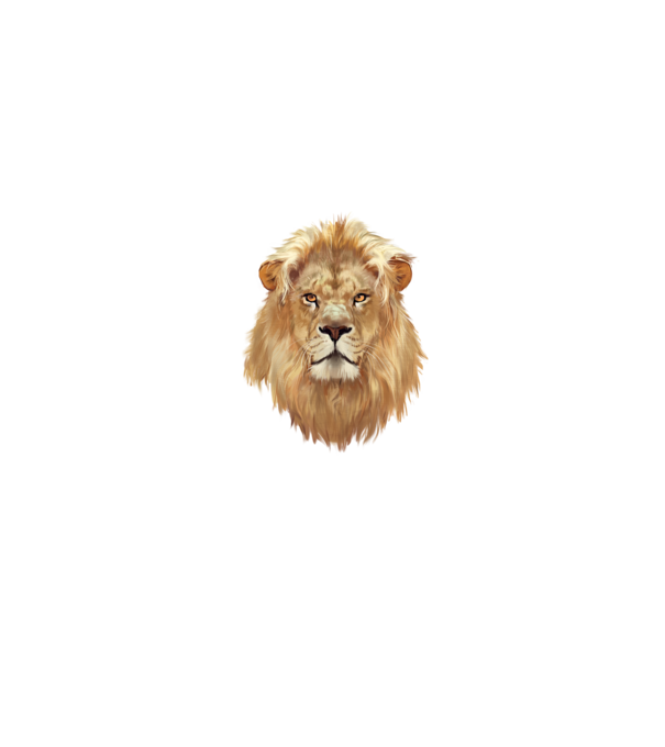 lion head paint model alb pe tricou