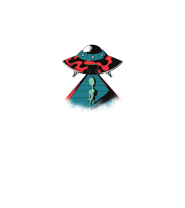 Alien Ufo model negru pe tricou
