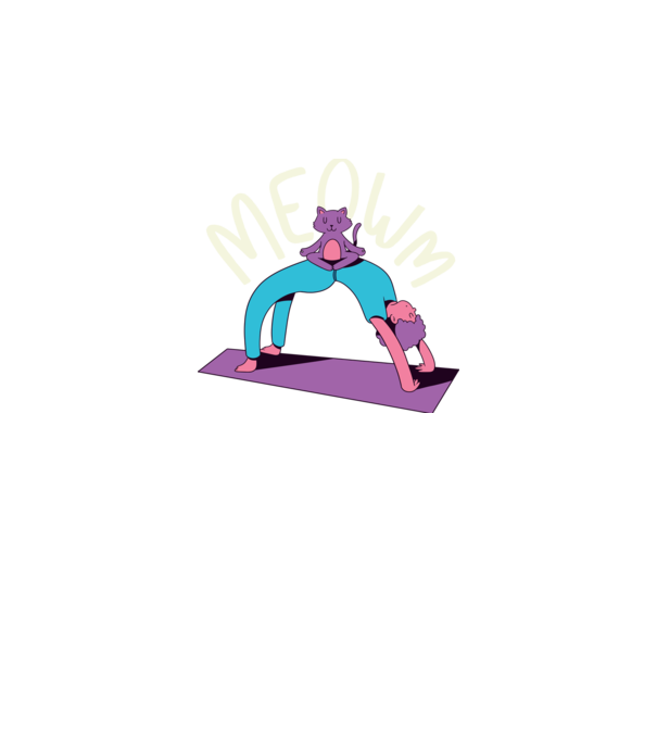 Meowm - Pisică Yoga model albastru închis pe tricou