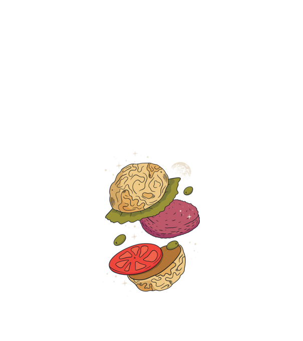 Burger lună model negru pe tricou