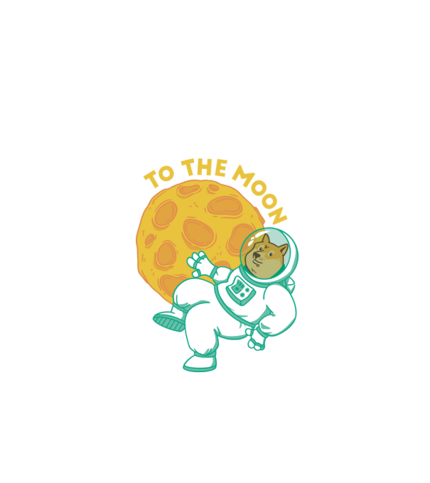 Dogecoin to the moon model negru pe tricou