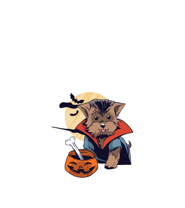 Vampir Yorkie Halloween model nisipiu pe tricou