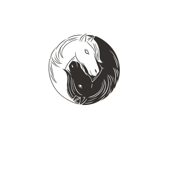 Călăreț Yin Yang model alb pe tricou