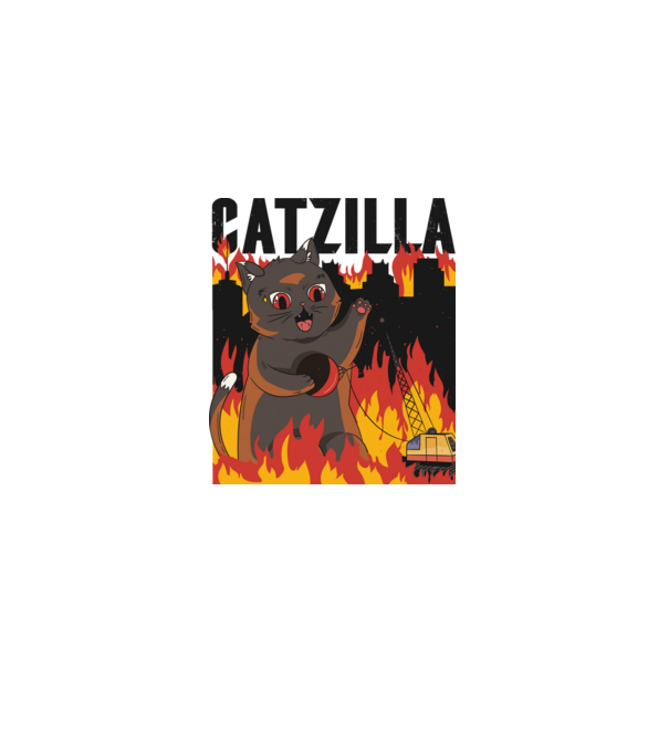 Anime Catzilla model alb pe tricou