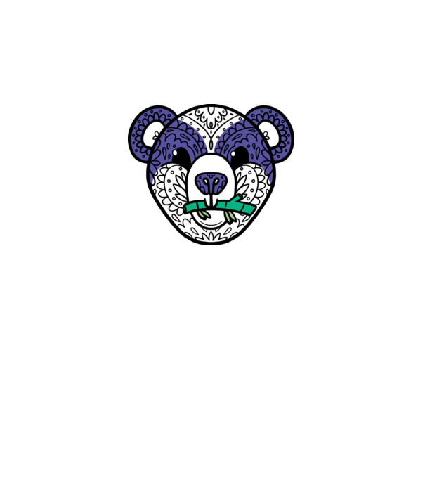 Mandala Panda model gri pe tricou