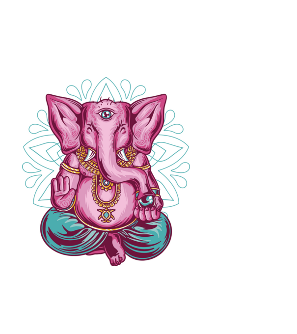Elefant făcând meditație Dharma model alb pe tricou