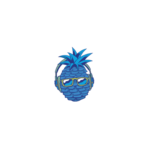 Ananas albastru cu căști model gri pe tricou