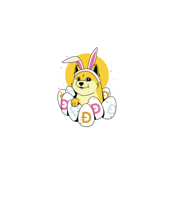Dogecoin Paște model albastru închis pe tricou